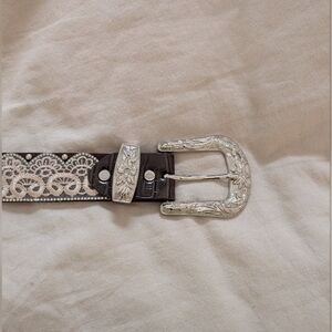 Silver and Brown Western Belt